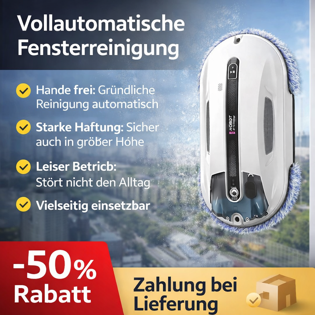 Ultraschall-Fensterreinigungsroboter mit Auto-Spray & starker Saugkraft