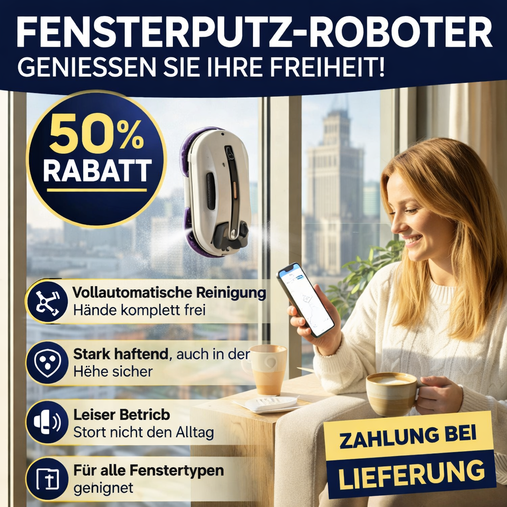 Ultraschall-Fensterreinigungsroboter mit Auto-Spray & starker Saugkraft